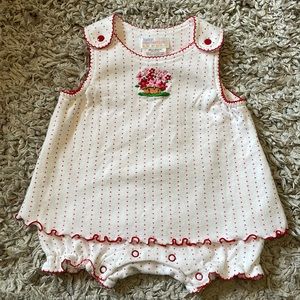 Baby Connection Red & White Romper, Size 3-6 Months